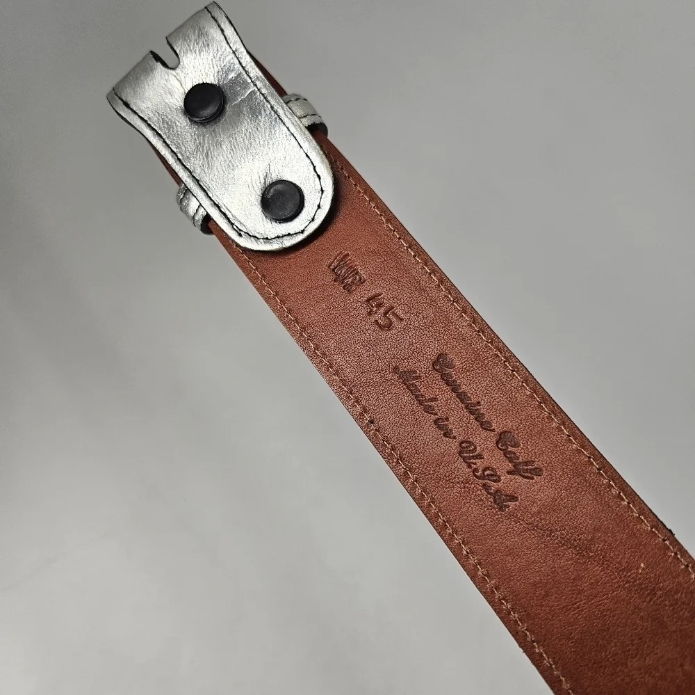 Custom BLACK with SILVER Genuine Leather Interchangeable BELT STRAP sz 45NOTE
